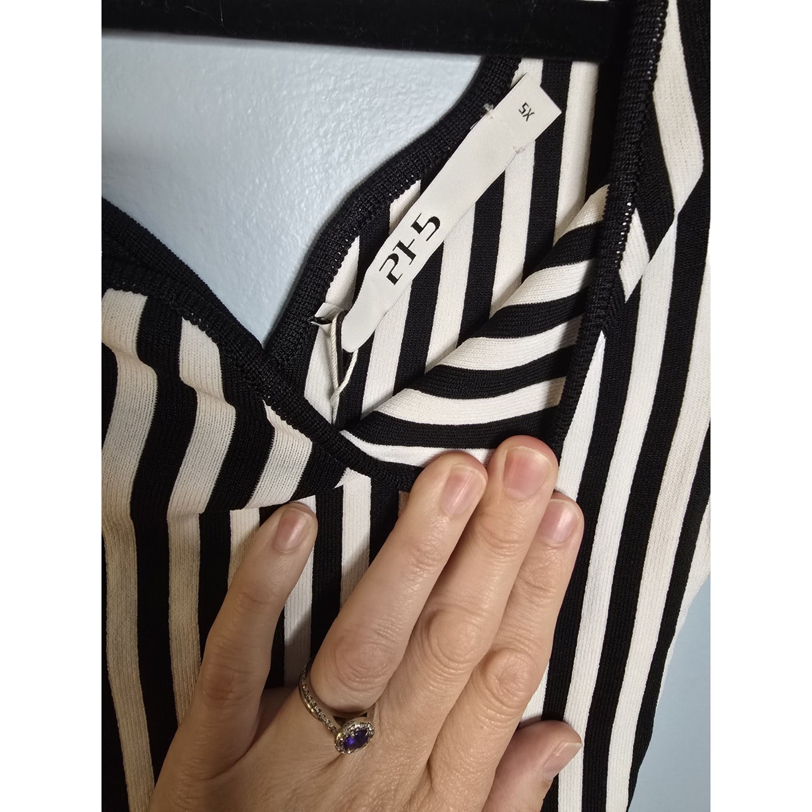Ph5 Cleo Striped Asymmetric Dress Xs Black White Knit Mini Designer Nwt — image 6 of 8